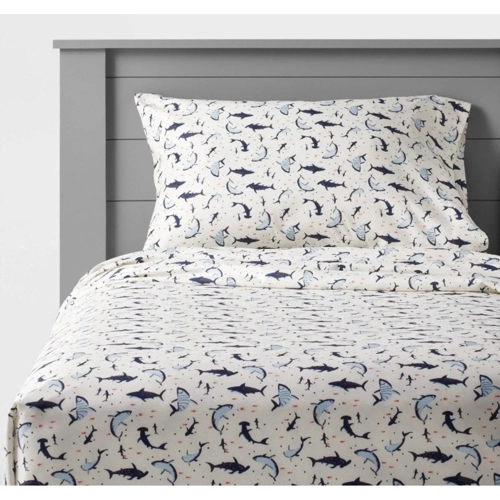 Queen Shark Microfiber Kids' Sheet Set - Pillow-fort: Ocean Theme, 4-Piece